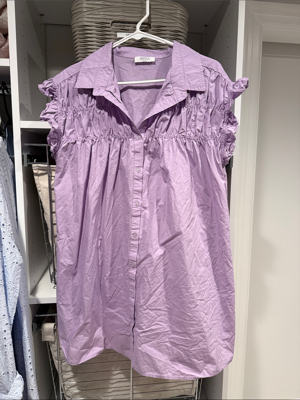 Lavender Smocked Cap-Sleeve Mini Dress